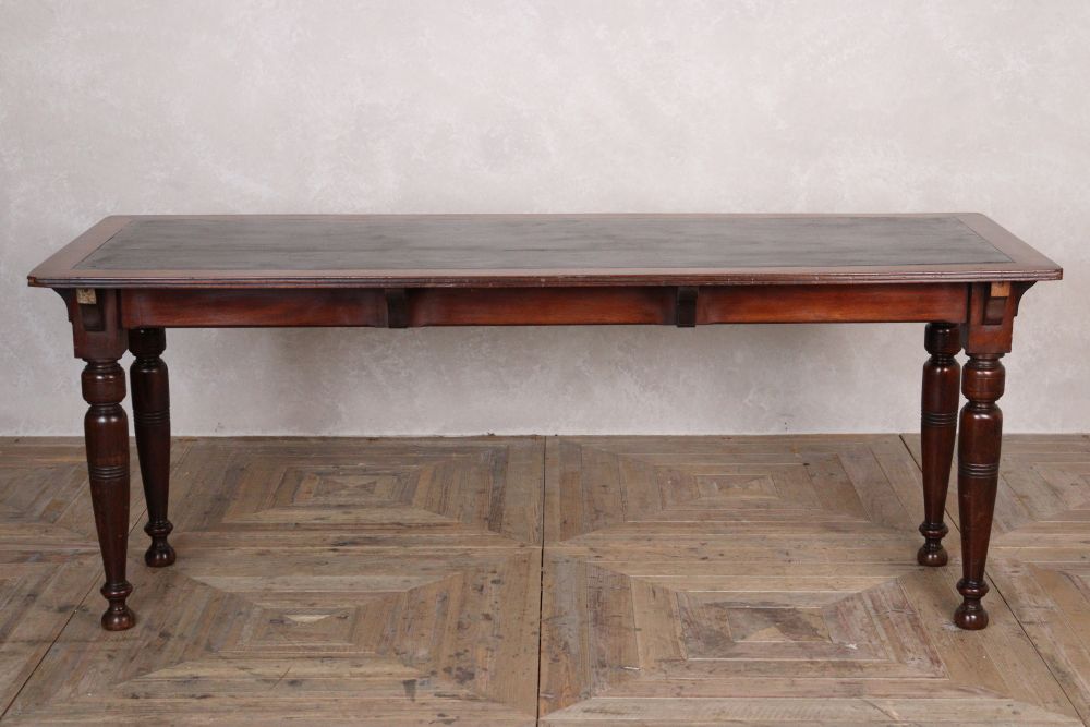 Vintage Leather Top Dining Table